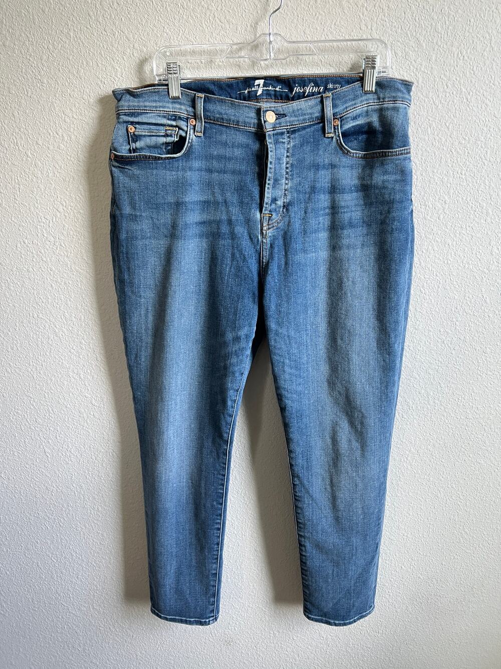 7 For all Mankind Josefina Skinny Boyfriend Jeans Women's 32 Stretch High Rise